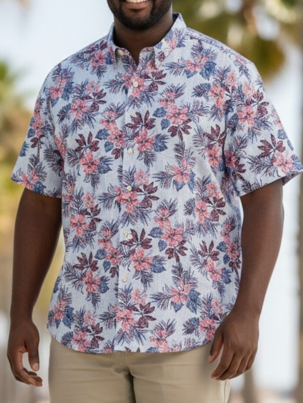 Izod Saltwater Men's Floral Hawaiian Short Sleeve Button Down Size 2XLT
